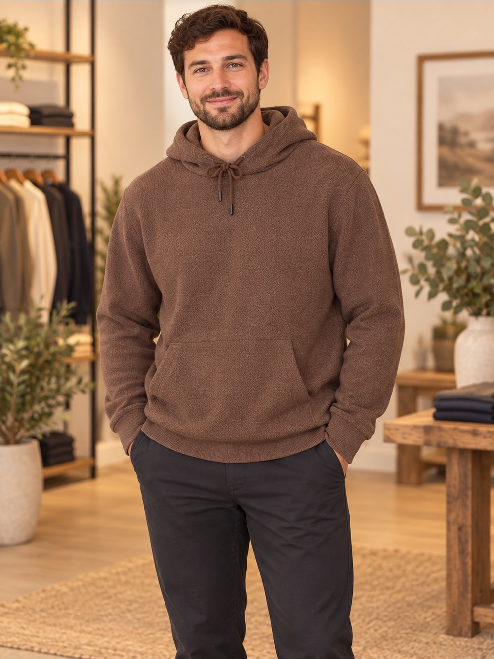 Goodfellow & Co Brown Hooded Fleece Pullover